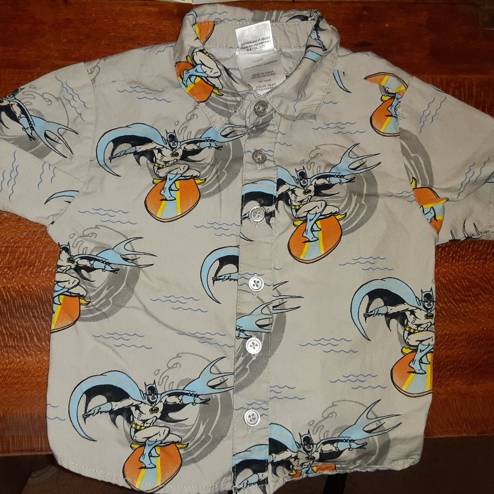 Infant SS collared shirt, Batman, gray, 12M